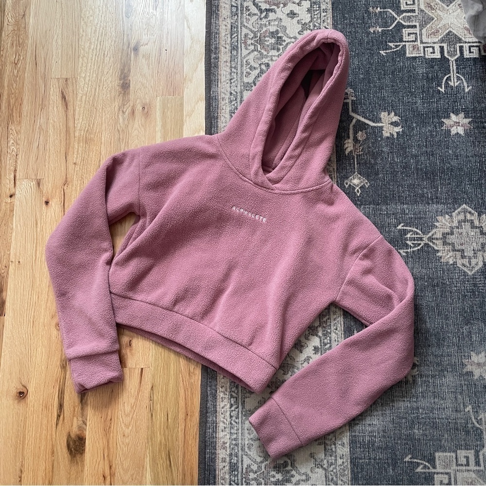 Alphalete Pink Mauve Fleece Cropped Hoodie XSmall